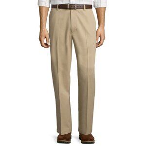 St Johns Bay Easy Care Classic Flat Front British Khaki Pants Mens 36x32 NWT